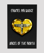 Load image into Gallery viewer, Angel of The North Gold Heart - Enamel Pin Badge