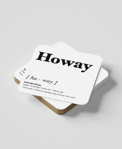 Howay - Geordie Dialect Coaster (White)
