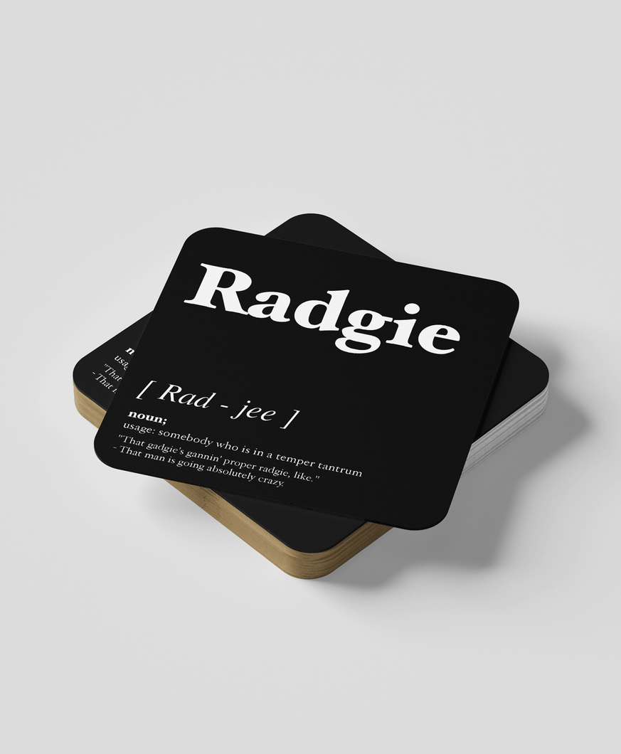 Radgie - Geordie Dialect Coaster (Black)
