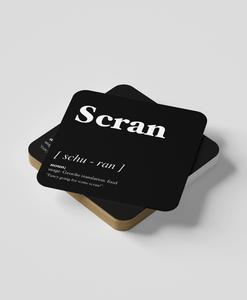 Scran - Geordie Dialect Coaster (Black)